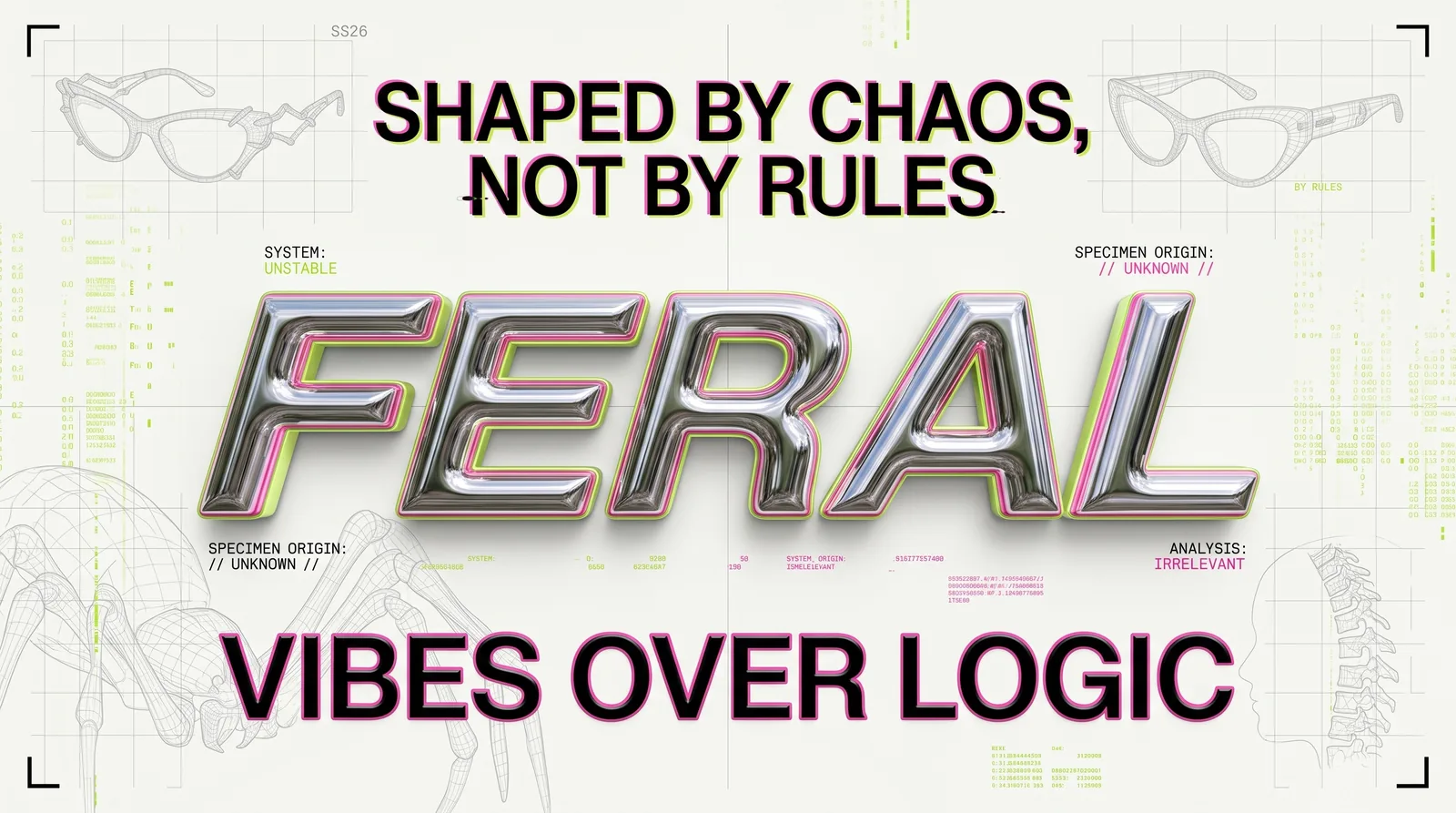 Feral — handmade eyewear website cover