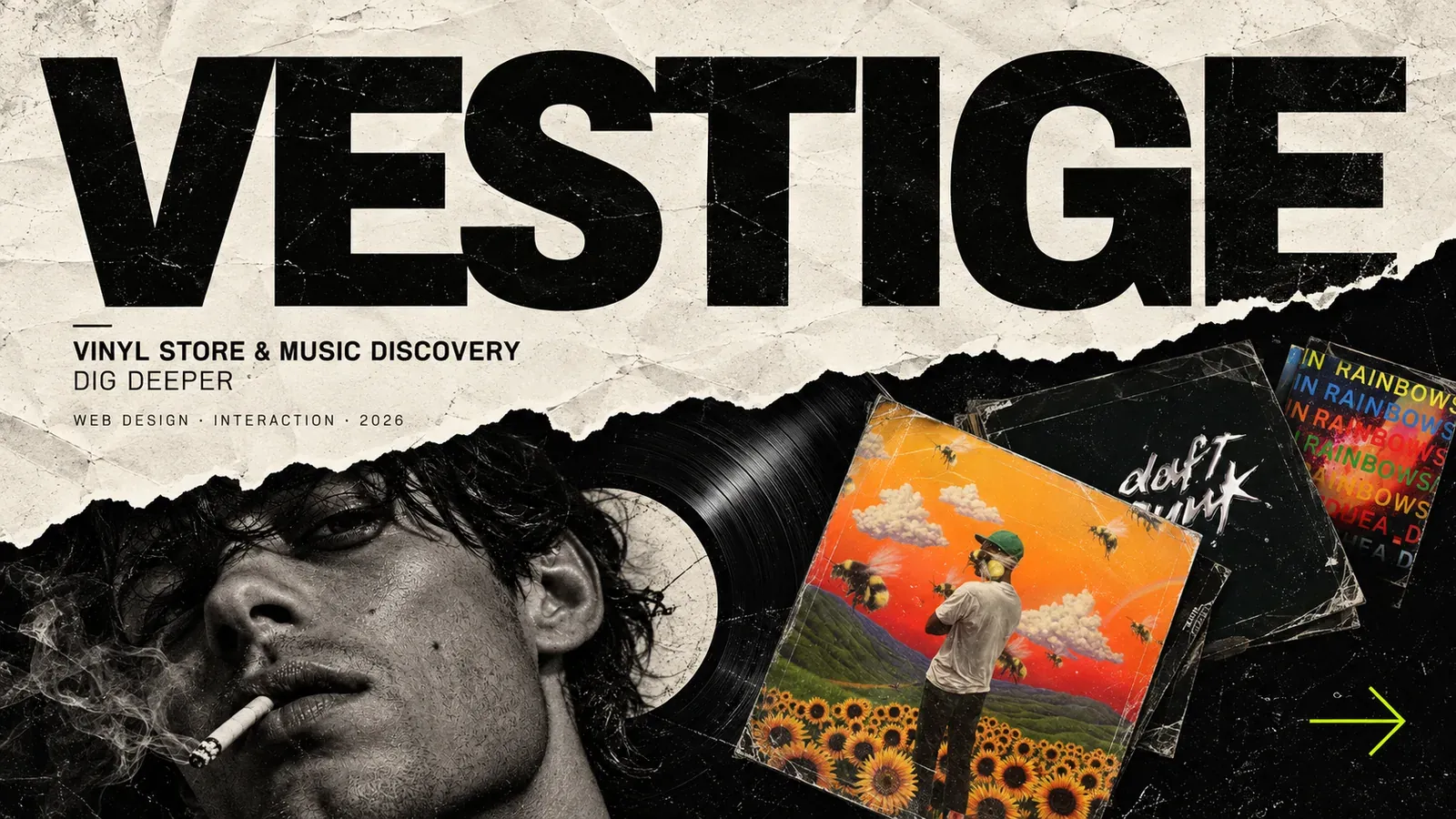 Vestige — vinyl store website cover